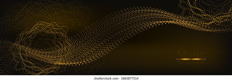 Abstract shiny color gold wave design element with glitter effect on light background. Fortune gold
