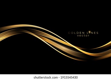 Abstract shiny color gold wave design element