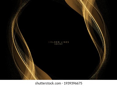 Abstract shiny color gold wave luxury background with golden glitter sparkles