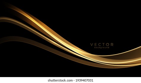Abstract Shiny Color Gold Wave Luxury Background