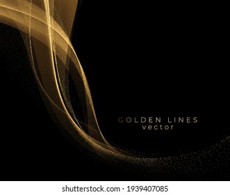 Abstract shiny color gold wave design element