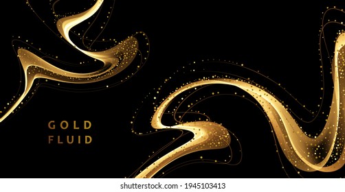 Abstract shiny color gold wave luxury background with golden glitter sparkles