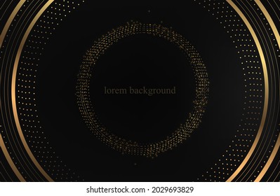 Abstract shiny color gold wave design element with glitter effect on dark background. dark background with golden circles. 
Round images
