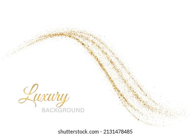 Abstract shiny color gold wave design element with glitter effect on white background. HD wallpaper, can be used in luxury items, designs, wedding cards, ceremony, festivals