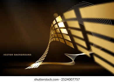 Abstract shiny color gold wave luxury background