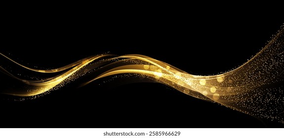 Abstract shiny color Gold wave design element