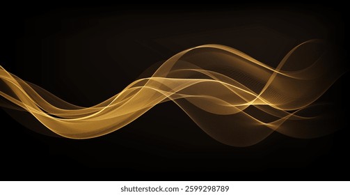 Abstract shiny color gold wave luxury background