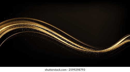 Abstract shiny color gold wave luxury background