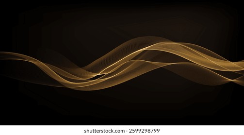 Abstract shiny color gold wave luxury background