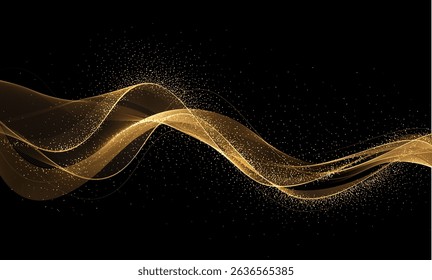 Abstract shiny color gold wave design element.Abstract shiny color gold wave design element. Vector illustration. Merry Christmas and Happy New Year Background. BG for invitation and greeting card