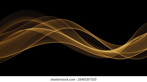 Abstract shiny color gold wave luxury background