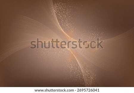 Abstract shiny color gold wave design element with glitter effect on 
light background. brown gold sparkle  background