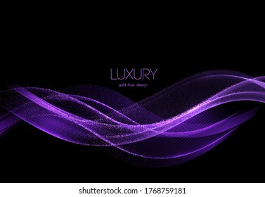 Abstract shiny color purple gold wave design element