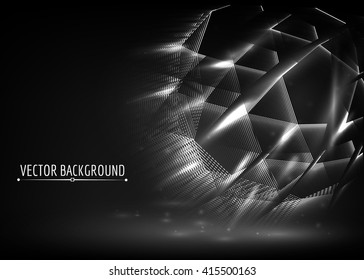 Abstract shiny dark background. Glowing abstract lights. Vector.