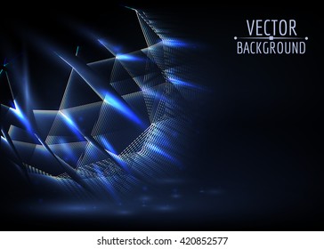 Abstract shiny dark background. Glowing abstract lights. Vector background.