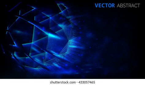 Abstract shiny dark background. Glowing abstract lights. Vector.