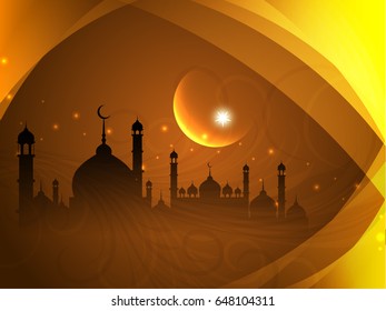 Abstract shiny Eid Mubarak religious background
