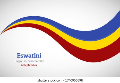 Resumen brillante fondo de la bandera ondulada Eswatini. Feliz Día de la Independencia de Eswatini con ilustraciones vectoriales artísticas