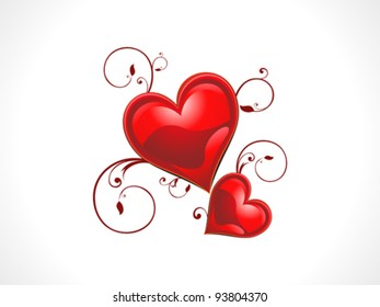 abstract shiny floral red heart wallpaper vector illustration