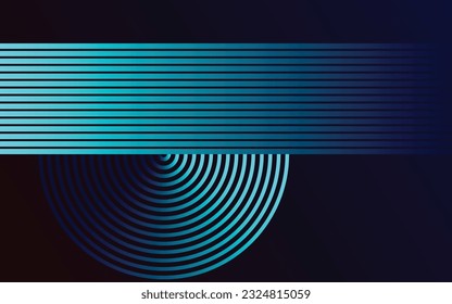 Abstract shiny geometric shape on dark blue background with lines stripe. Modern graphic design. Futuristic technology concept. Suit for poster, cover, banner, brochure, website, flyer, vector art