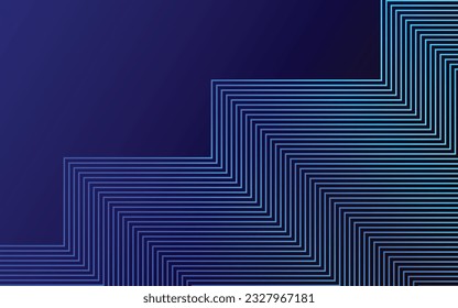 Abstract shiny geometric shape on dark blue background with lines stripe. Modern graphic design. Futuristic technology concept. Suit for poster, cover, banner, brochure, website, flyer, vector art