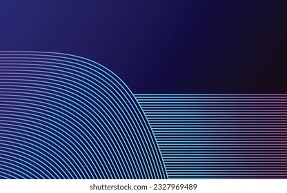 Abstract shiny geometric shape on dark blue background with lines stripe. Modern graphic design. Futuristic technology concept. Suit for poster, cover, banner, brochure, website, flyer, vector art