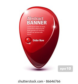 Abstract Shiny Glass Banner Red With Button Order Now