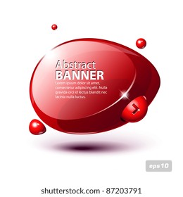 Abstract Shiny Glass Banner Red Horizontal With Button Order Now