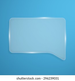 Abstract shiny glass banner. Transparent chat box. Vector illustration.