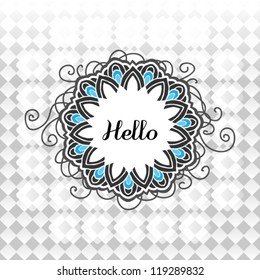 Abstract shiny glass geometric vector background with floral frame