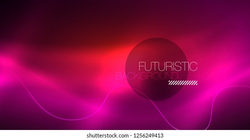 Elemento de projeto brilhante brilhante brilhante brilhante da onda da cor no fundo escuro - conceito de ciência ou tecnologia, vetor