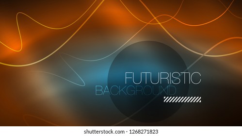 Abstract shiny glowinng color wave design element on dark background - science or technology concept, vector