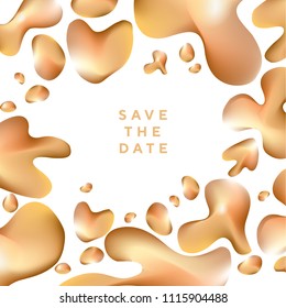 Abstract shiny gold in assorted drop shapes. Luxury abstract liquid vector for header, card, invitation, poster, cover and other web and print design projects. 