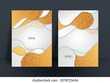 Resumen de fondo dorado brillante con textura de patrón lujoso poligonal para la plantilla de diseño de portada