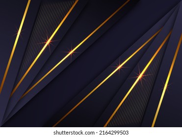 Resumen Líneas doradas brillantes Diagonal Superposición lujosa Marina Oscura Fondo púrpura con espacio para texto