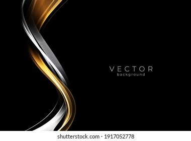 Abstract shiny gold and silver wave design element