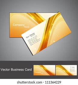 abstract shiny golden colorful stylish wave business card set