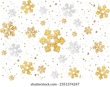 Watercolor, Gold, Silver Snowflakes