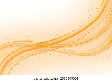 Abstract shiny golden technology colorful wave vector abstract white background. Bright backdrop for banner, poster, card, web. Orange swirl vector. Curved shape illustration. Empty space for text