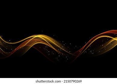 Abstract shiny golden wave design element.Transparent shiny wave background.