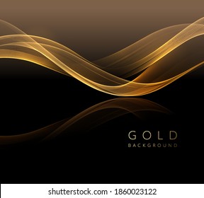 Abstract Shiny Golden Wavy Design Element. Flow Gold Wave