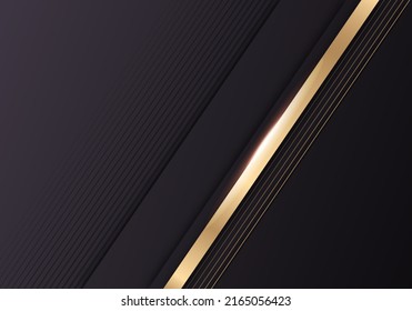Resumen de líneas doradas de gradiente brillante diagonal Superposición diagonal Fondo oscuro lujoso con espacio para copiar texto