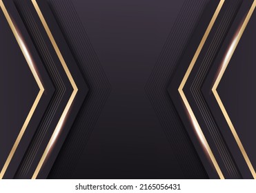 Abstract Shiny Gradient Gold Lines Diagonal Overlap Luxurious Dark Background with Copy Space for Text