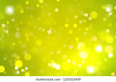 Abstract shiny green background with blurred bokeh lights - vector illustration