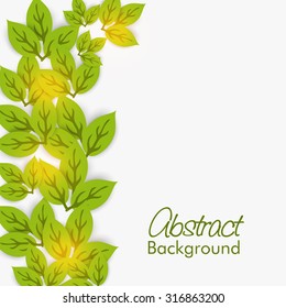 Abstract shiny green leaves on grey background.