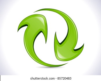 abstract shiny green refresh icon vector illustration