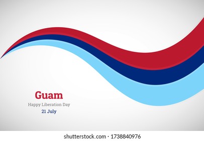 Abstract shiny Guam wavy flag background. Happy liberation day of Guam with artistic vector illustration