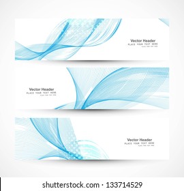 Abstract shiny header blue line wave whit vector illustration