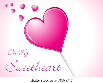 abstract shiny heart lolipop candy vector illustration