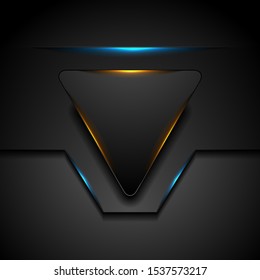 Abstract shiny hi-tech futuristic luminous background with neon triangle. Vector design